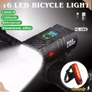Bộ đèn xe đạp CHEESELY LED T6, sạc lại qua USB, chống nước - Phù hợp cho leo núi và cắm trại