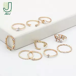 Nhẫn ngôi sao mặt trăng nữ, bé gái bohemian - 10 cái/bộ quà tặng trang sức phụ kiện