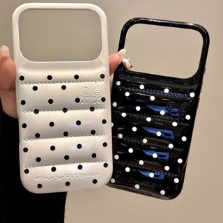 Áo khoác da cao cấp Wave Dot Down Vỏ điện thoại di động Thích hợp cho iPhone17 16 15 14 13 Pro Max Bảo vệ Camera chống sốc Vỏ cứng chống rơi