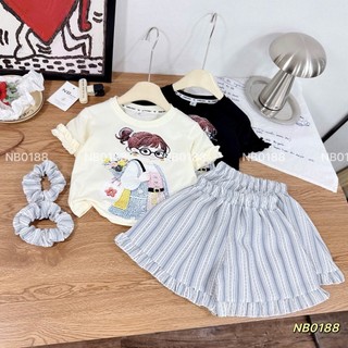 10-30kg Set cô gái trắng đen mix quần kẻ NB