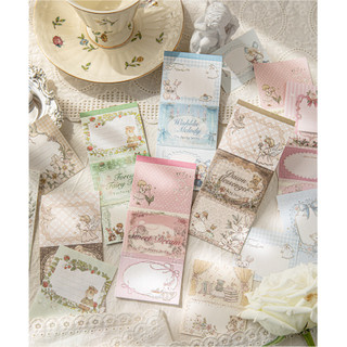 JIANWU Trà Đảng Series Vintage Cổ Tích Truyện Hoa Biên Giới Phong Cảnh Chất Liệu Cắt Dán Memo Pad Sáng Tạo Rác Tạp Chí Văn Phòng Phẩm