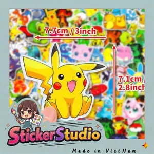 Set 60 Sticker Pokemon siêu đáng yêu Chống Nước Dán Laptop Vali Mũ Bảo Hiểm Sổ Tay