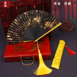 Quạt Mạ Vàng Mạ Vàng Bạc Gấp Quạt Khiêu Vũ Di Động Di Động Quạt Hanfu Tặng Hiện Cầm Tay Phong Cách Trung Hoa Gửi Người Nước Ngoài Bạn Cùng Lớp 260419