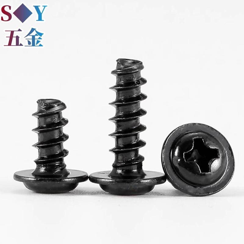 (((M3 M4) Đầu tròn Phillips bằng thép không gỉ / thép carbon 304 có miếng đệm Đầu chảo vít tự bắt đuôi phẳng Meson Thép carbon mạ kẽm màu đen Tự mạ niken @ -