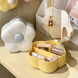 Hộp đựng trang sức mỹ phẩm đa chức năng có thiết kế hoa sang trọng bằng gương, tiết kiệm không gian-Thích hợp cho học sinh, ký túc xá