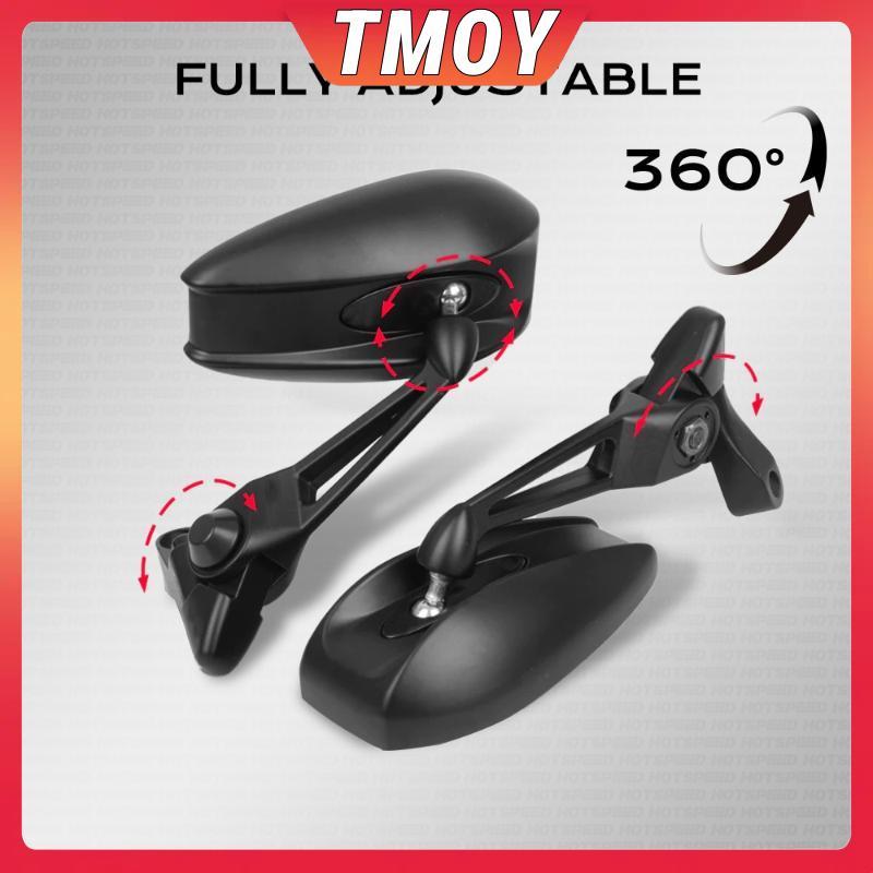 TMOY Xe Máy Gương Bên Street King Chống Glare HD Vision Có Thể Điều Chỉnh Ống Kính Xanh Gương Chiếu Hậu Chống chói 360° TMOY 1 Cặp có thể điều chỉnh