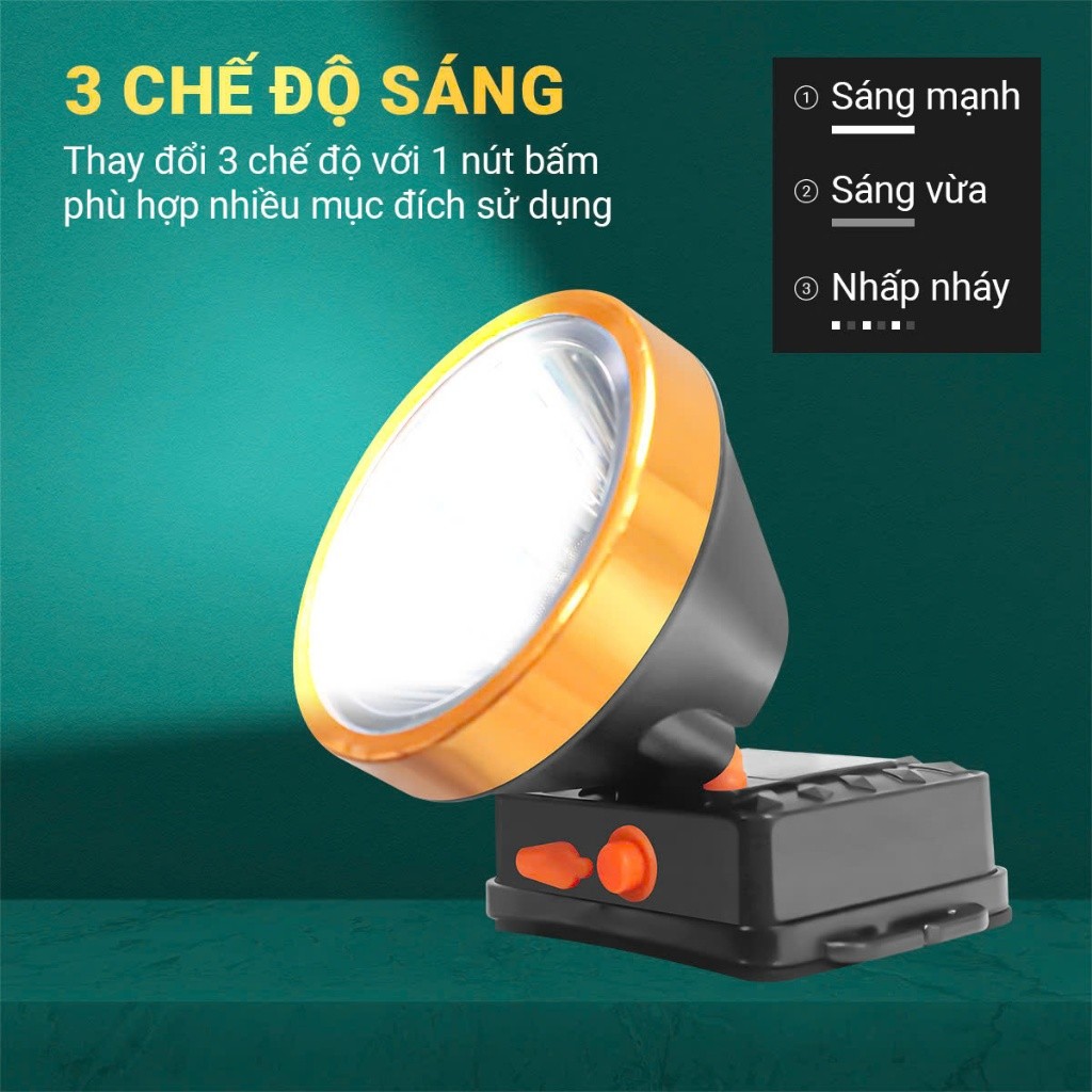 Đèn pin đội đầu siêu sáng 339 Mỹ Linh, đèn đội đầu 3 chế độ sáng, xoay 180 độ, pin lithium 2400mAh