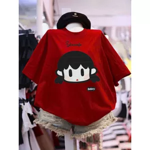 Áo phông unisex tay lỡ cotton su màu hồng dễ thương, lựa chọn hoàn hảo xuka và chó xù-qunaao94