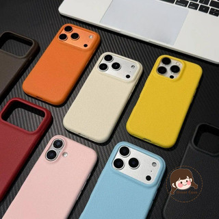 Ốp Điện Thoại Da PU Thẩm Mỹ Cho iPhone 17 Pro Max Air 16E 16 Pro Max 16 Plus 15 Pro Max 17ProMax 16ProMax 15ProMax Macaron Màu Vỏ Mềm Mờ Dễ Thương Chống Rơi