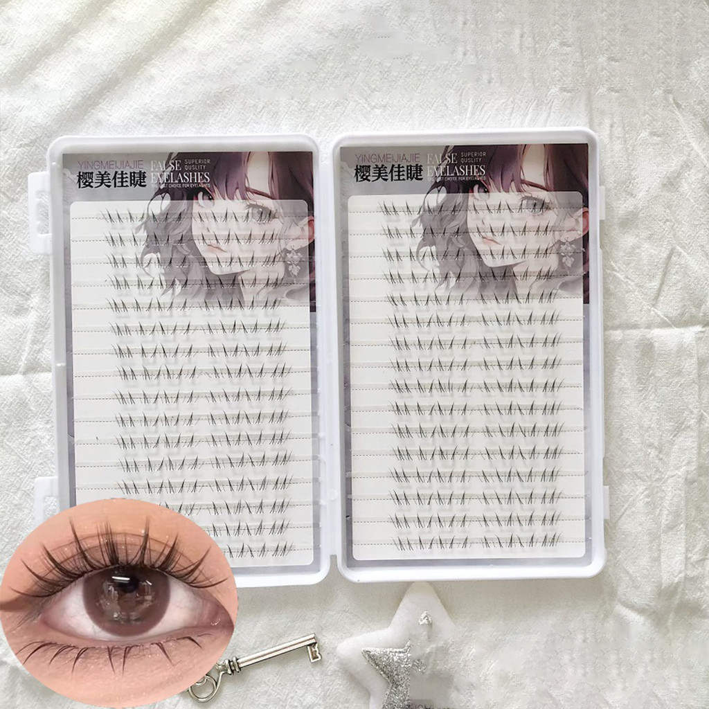 COD+Nhíp tặng kèm✨ Lông mi dưới Lingrong Đen C-Curl 5-7mm Lông mi sợi tổng hợp dài hỗn hợp cho Hanfu và trang điểm truyền thống