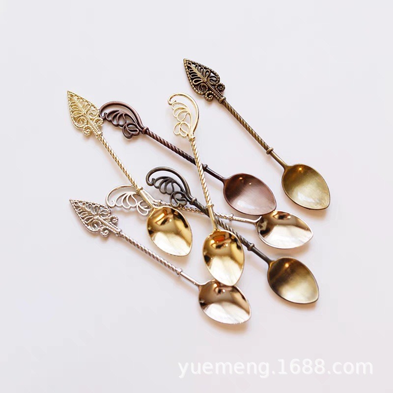 Vàng Thìa Cà Phê Lưu Niệm Đường Nhỏ Thìa Trà Thìa Muỗng Muỗng Tráng Miệng Tinh Tế Retro Chụp Đồ Trang Trí