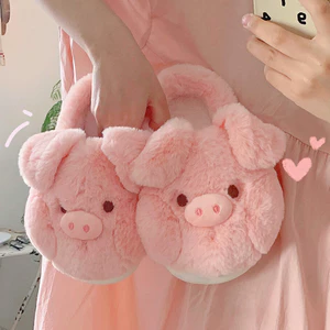 Cô Gái Trái Tim Heo Bông Dép Nữ Mùa Đông Đế Mềm Dễ Thương Chống Trơn Trượt Cha Mẹ-Con Nhà Sang Trọng Confinement Giày Nửa Gói Bé Gái Hồng 40-
