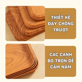 Khay Trà Nhựa Vân Gỗ Decor Siêu Đẹp, Khay Đựng Đồ Ăn, Trái Cây Trang Trí Bàn Trà Sang Trọng