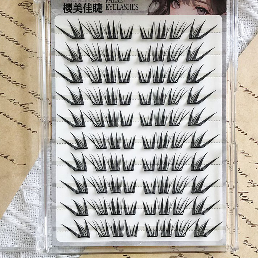 Lông mi giả mèo lười biếng Lông mi giả tự nhiên trông C Curl Chiều dài hỗn hợp 7-13mm Đen dành cho nữ
