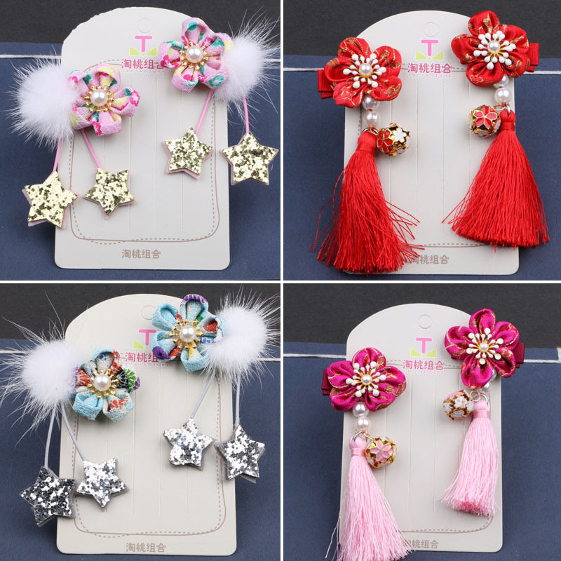 Vải Hoa Mũ Trẻ Em Nguyên Chất Handmade Trẻ Em Tua Rua Chuông Kẹp Tóc Công Chúa Phụ Kiện Tóc Phong Cách Trung Hoa Phù Hợp Với 25.12.31