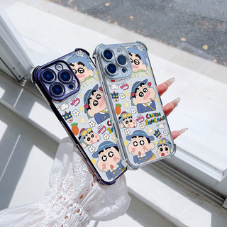 Ốp Điện Thoại Crayon Shin-chan Cho Xiaomi Redmi Note 13 12 14 Pro Plus 10 11 11S 10S Redmi A5 15C 14C 13C 12C 10C A3 A2 A1 Túi Khí Mạ Điện Thời Trang Chống Va Đập