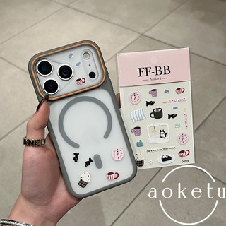 Sáng tạo cửa sổ lớn từ tính DIY cà phê mèo dán vỏ điện thoại thích hợp cho iPhone 11 12 13 14 15 16 17 Pro max mờ bao gồm tất cả vỏ chống rơi