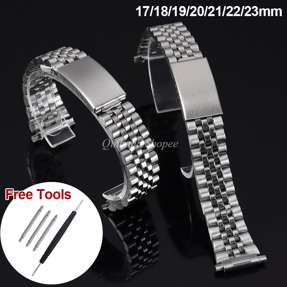Dây đeo đồng hồ bằng thép không gỉ Jubilee 17 / 18 / 19 / 20 / 21 / 22 / 23mm – 5 hạt Vòng đeo tay đồng hồ có thể điều chỉnh đàn hồi mở rộng Dây đeo đồng hồ cho nam nữ