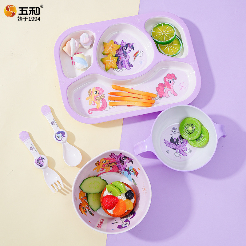 My Little Pony Bộ Đồ Ăn Trẻ Em Hộ Gia Đình Melamine Ngăn Đĩa Thực Phẩm Bổ Sung Bát Dễ Thương Mẫu Giáo Melamine Đĩa Ăn YSDN