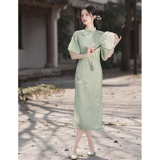 Đầm cheongsam tay rộng mới dành cho các cô gái trẻ, thích hợp mặc vào mùa hè kiểu dáng thanh lịch