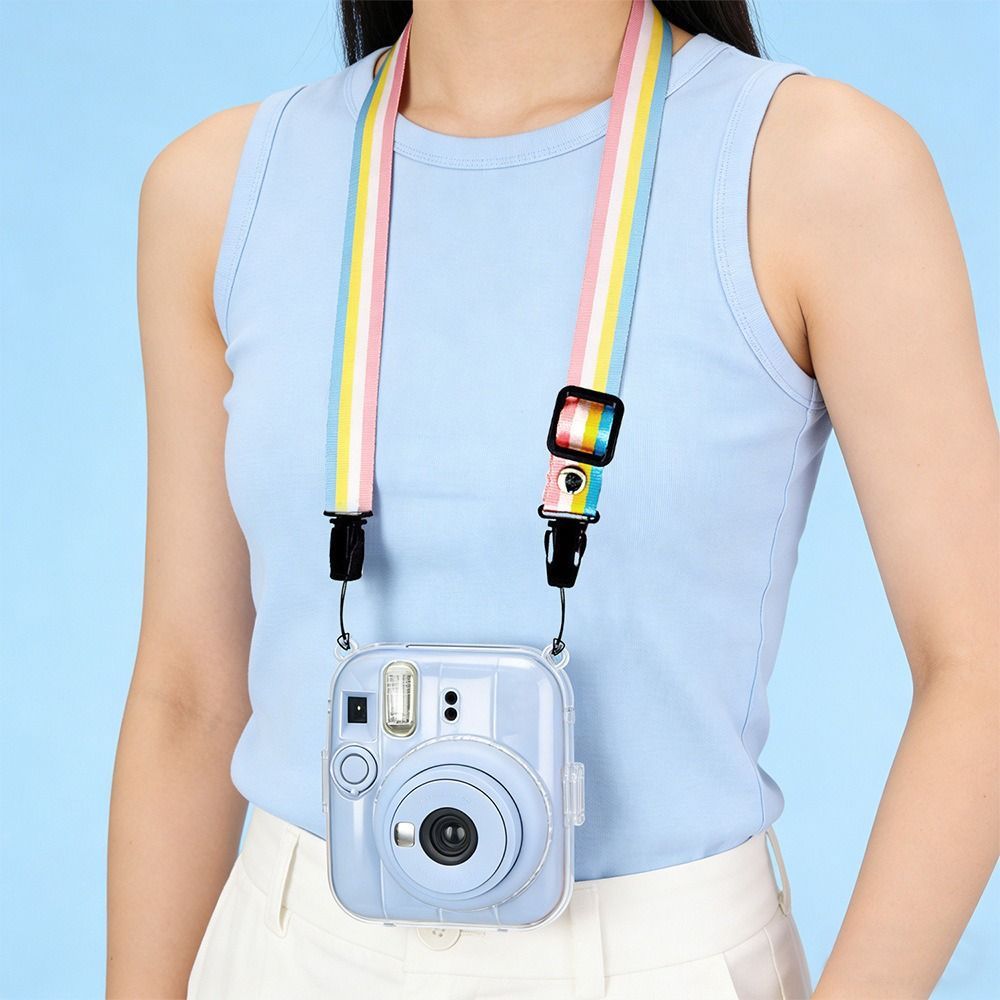NOTE1 Camera tức thì, Vỏ bảo vệ chống sốc dây đeo cầu vồng, Túi đeo vai trong suốt pha lê cho chụp ảnh Fujifilm Instax Mini 13