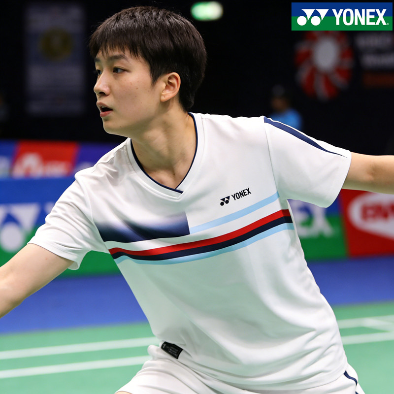 Áo sơ mi ngắn tay thể thao YONEX, khô nhanh và thoáng khí, phù hợp cho các môn như cầu lông hoặc quần vợt