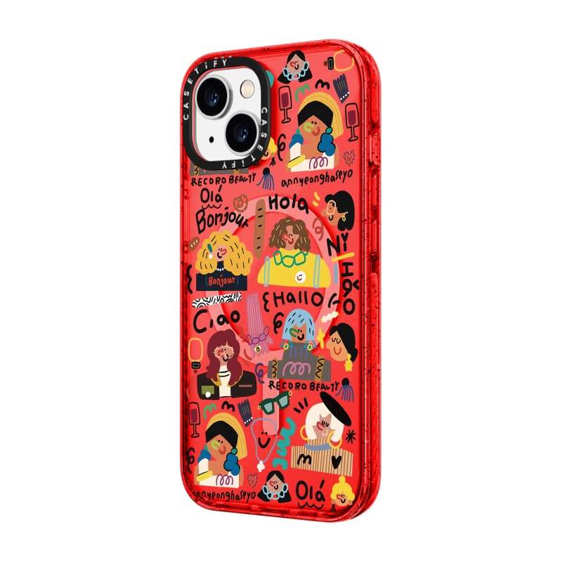 CASECASE X Cô Gái Pháp Cam / Đỏ / Perri Bộ Sưu Tập Kẹo Tím Màu Trong Suốt Cứng Từ Tính Hút Tác Động Dành Cho Apple IPhone 13 14 15 16 17Pro Max Plus Có Hộp