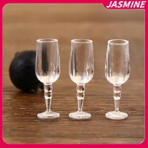 JASMINE Bộ 6 Cốc Cốc Nước Ly Thủy Tinh Đỏ Cho Nhà Búp Bê Nhà Bếp JASMINE