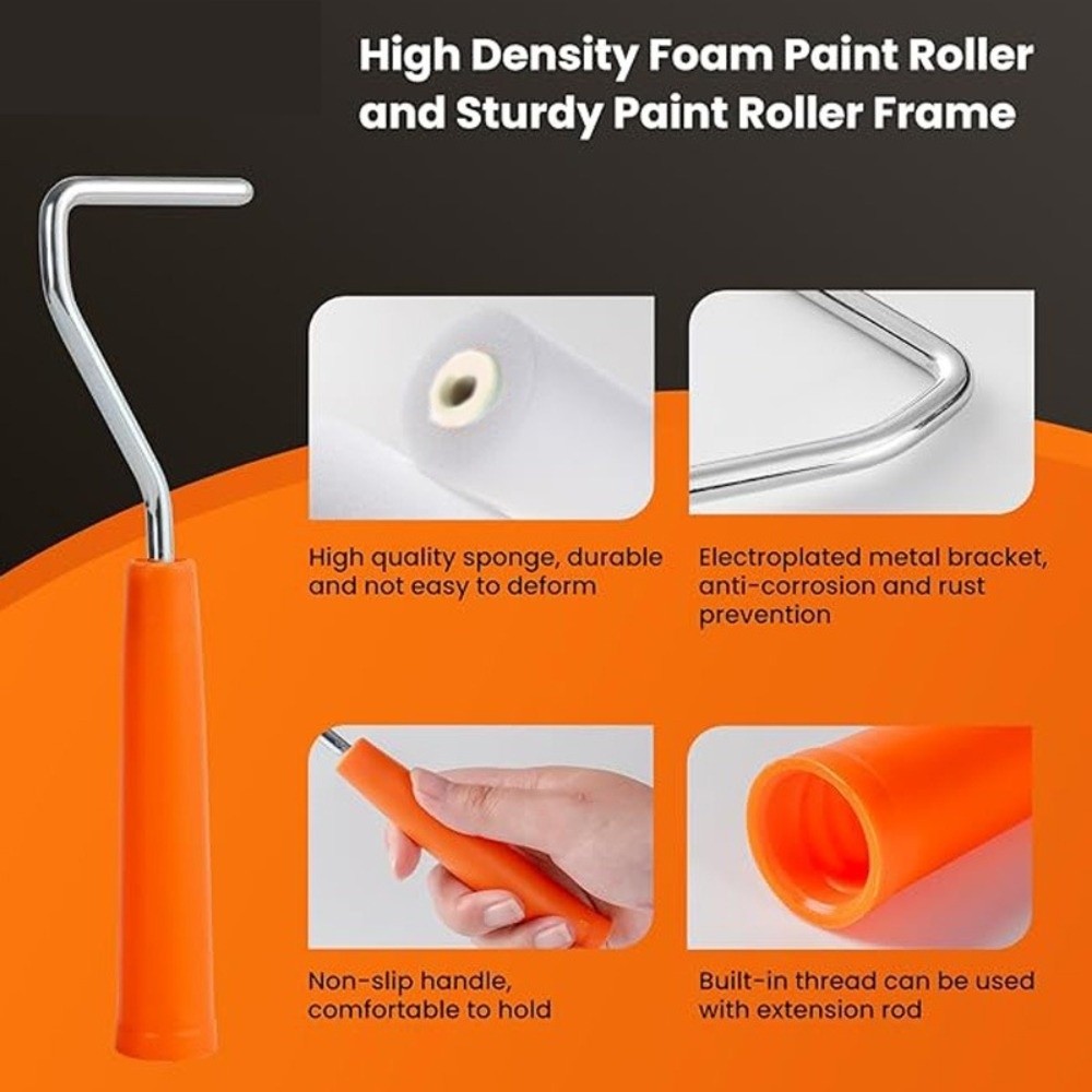 Bộ con lăn sơn NOTE1, Bộ cọ con lăn xốp mịn 2 inch, Dụng cụ vẽ tường đa chức năng thay thế chống rách chuyên nghiệp Sửa chữa tường