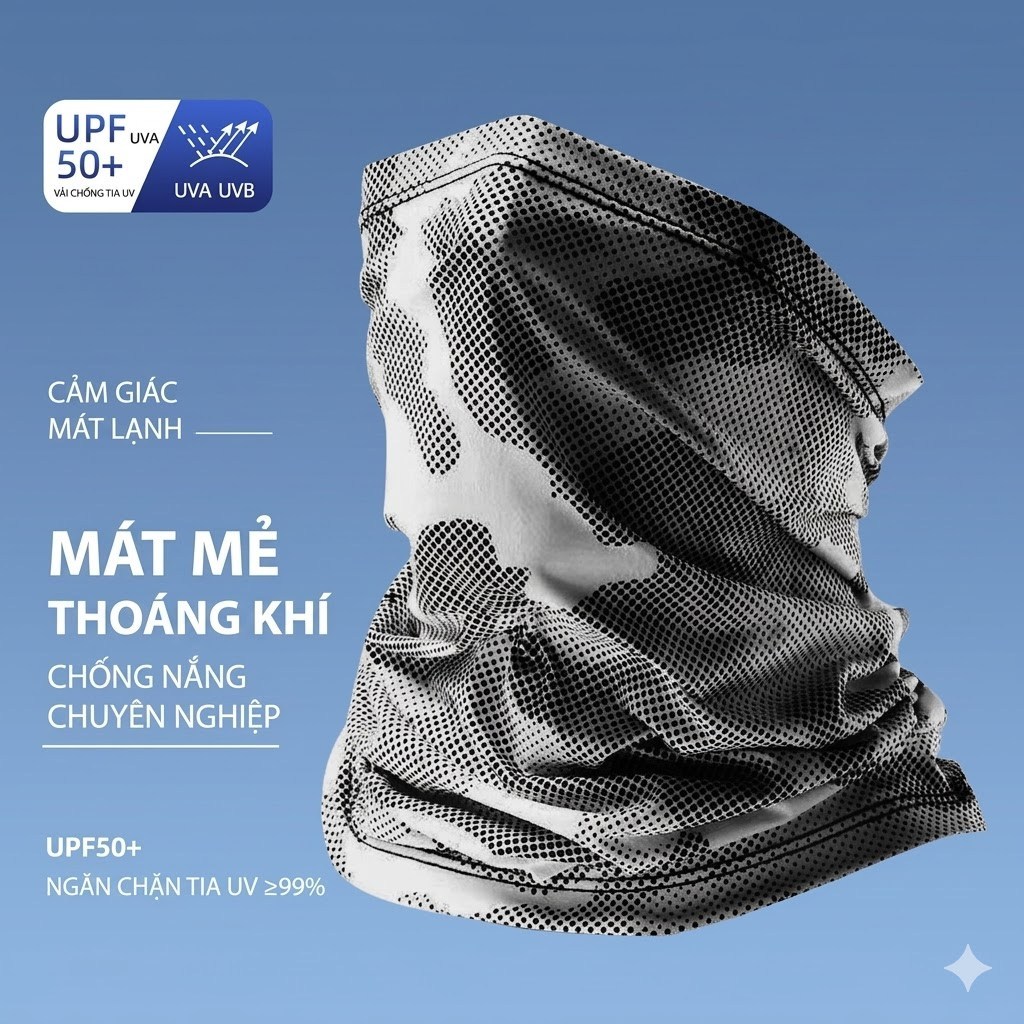 【Nam】Ống tay + Khẩu trang chống nắng: UPF50+, rằn ri!