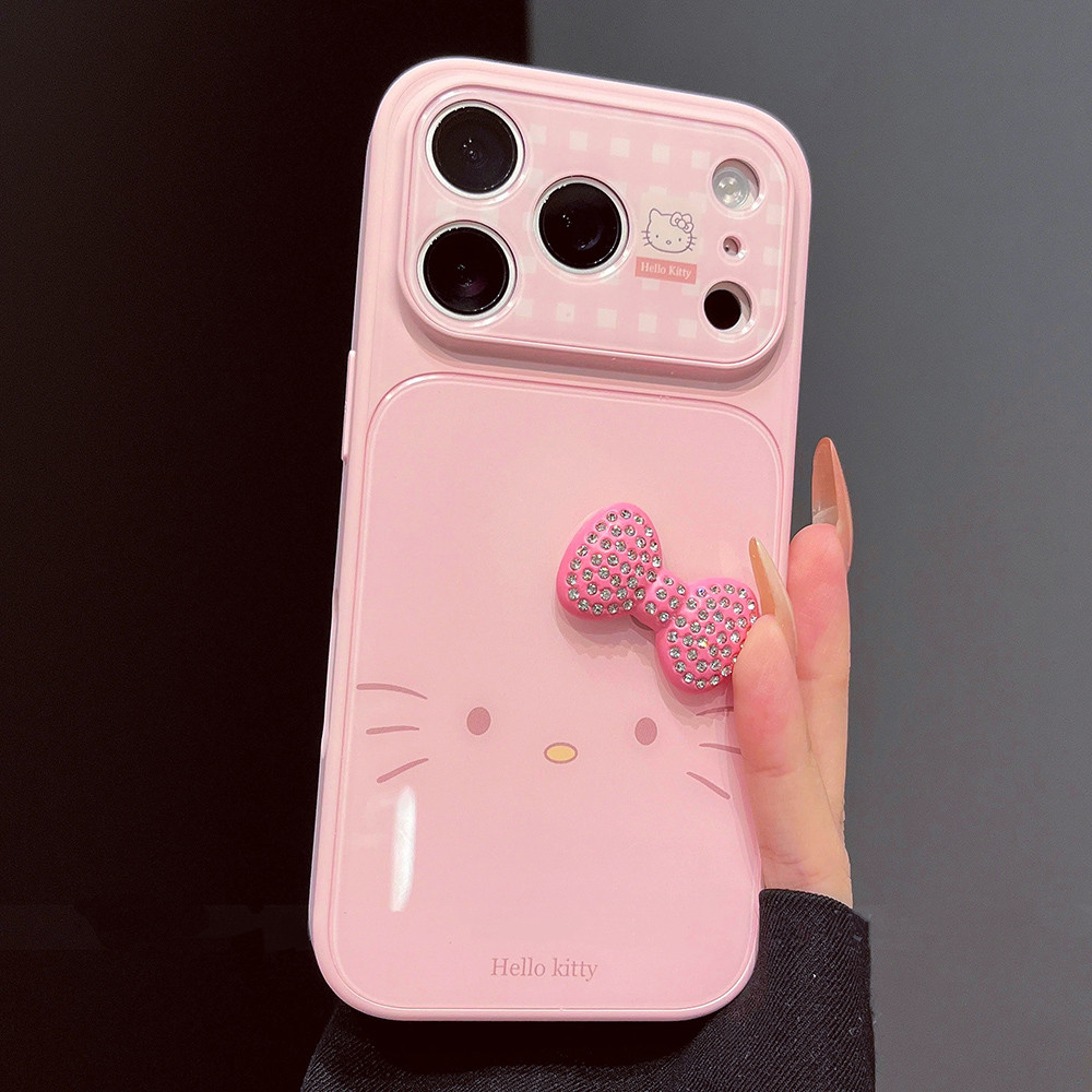 Ốp điện thoại Acrylic hình mèo nơ 3D cho iPhone 17 Pro Max 16 15 14 13 Vỏ bảo vệ chống sốc