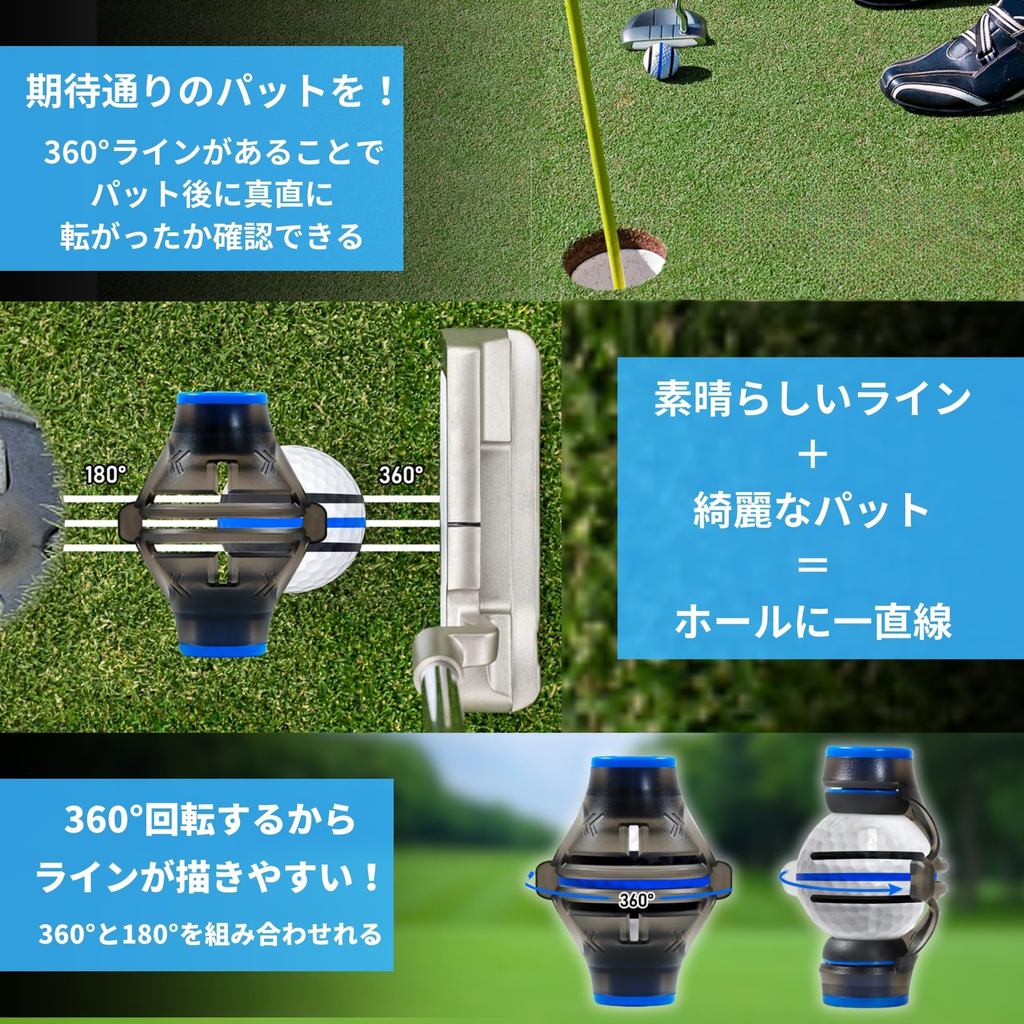 Bộ dụng cụ vẽ đường căn chỉnh bóng golf Alta Green (kèm 2 bút) – hỗ trợ vẽ line 180° & 360°