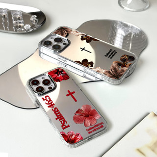 Ốp điện thoại hoa dâm bụt đỏ hoa màu đỏ cho iPhone 17 / 16 / 15 / 14 / 13 / 12 / 11 / PRO MAX / PLUS / X / XR gương chống rơi và chống sốc Vỏ bảo vệ lỗ lớn