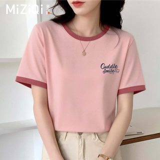 【Khuyến mãi】Áo thun ngắn tay bông chất lượng cao dành cho nữ, thiết kế cổ tròn dáng rộng, phù hợp mùa hè