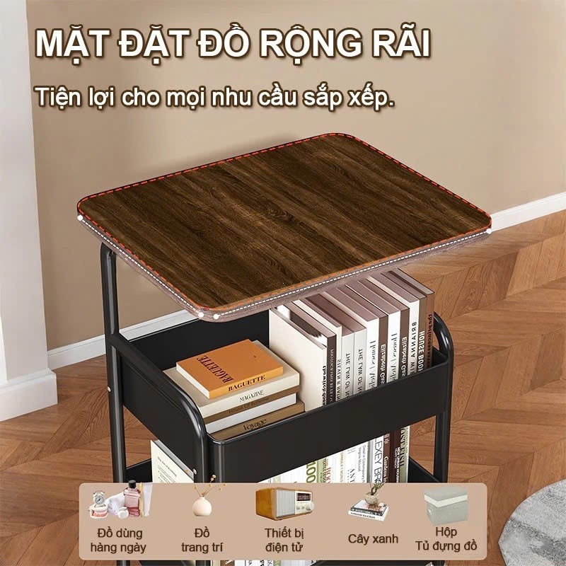 xe đẩy spa 3 tầng kệ cạnh bàn kệ cạnh bàn sử dụng cho phòng khách và phòng ngủ
