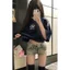Quần short chữ A DADUHEY denim lưng cao phong cách đường phố Mỹ cổ điển cao cấp