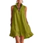 Casual Sleeveless A Line Dress Cotton Blend Semi Zip Neck For Women Lady
