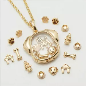 Vòng cổ có thể mở được Con chó con Mặt dây chuyền trong suốt Châu Âu Mỹ Niche Đồ vật nhỏ dễ thương Đảm bảo chuỗi xương đòn