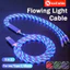 Cáp dữ liệu ánh sáng chảy đầy màu sắc 1,2M / 2M 3 TRONG 1 USB sang Type C / IOS / Micro Dây sạc điện thoại Cáp sạc nhanh 5A Tương thích rộng rãi