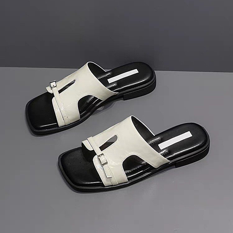 Phong Cách Hàn Quốc Mũi Vuông Giày Sandal Nữ Khóa Đế Mềm Thoải Mái Chống Trơn Trượt Chống Mài Mòn Bên Ngoài Dép Mùa Hè Nhà Máy Giá Bán Buôn