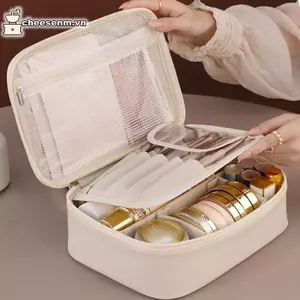 Cheenm Túi đựng mỹ phẩm du lịch cầm tay Dung tích lớn Túi vệ sinh chống nước Túi lưu trữ Túi đựng mỹ phẩm da đa chức năng Túi đựng mỹ phẩm VN