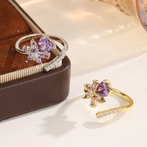 Ánh Sáng Đơn Giản Sang Trọng Giọt Nước Zircon Nhẫn Nhỏ Tươi Mở Vòng Có Thể Điều Chỉnh 26.4.17