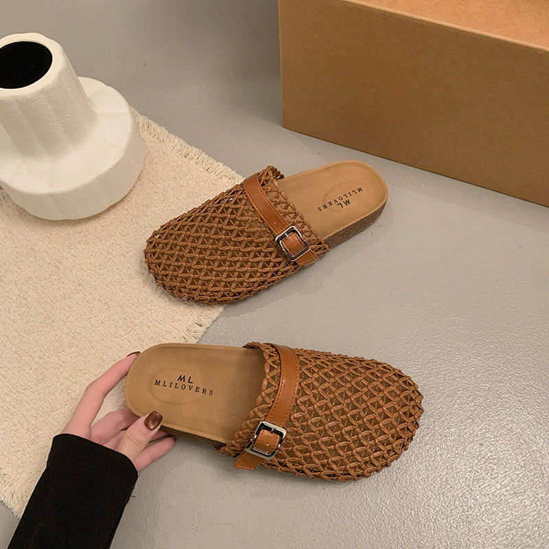 Atikota Dép xăng đan lưới rỗng dành cho nữ, khóa cài thời trang, đế mềm, thoáng khí, thoải mái khi đi chơi ngoài trời, nhẹ, dép xỏ ngón hàng ngày.