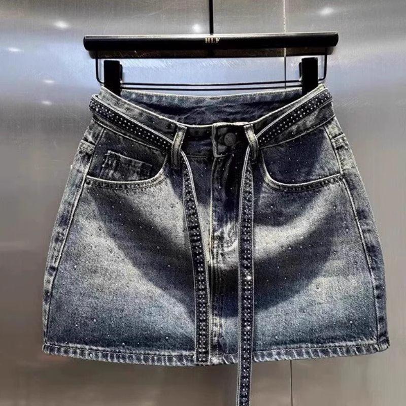 Váy Denim Chữ A Phong Cách Công Nghiệp Cổ Điển Cho Nữ - Màu Đen Hè 2026
