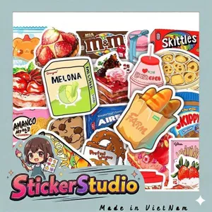 Set 20 Sticker Bánh Kẹo Hàn Quốc Nhật Bản Chống Nước Dán Laptop Vali Sổ Tay