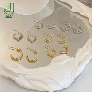 Bộ 3 Cặp Hợp Kim Vòng Tròn Bạc Bông Tai - Món Quà Charming Cho Cặp Đôi