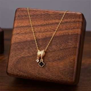 Vòng cổ cỏ ba lá vàng full kim cương, mặt dây chuyền sang trọng, phù hợp phụ nữ retro
