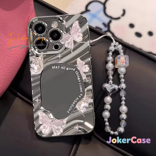 Vỏ Cho IPhone 17 12 16 15 13 11 14 Pro Max X XS Max XR 14 16 15 7 8 Plus Air ốp điện thoại hình bướm hồng có gương