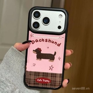 Ốp Điện Thoại Thích Hợp Cho iPhone 7 8 X XS XR XSMAX 11 12 13 14 15 16 17 Pro max Plus Air Dễ Thương Thu Đông Hồng Nâu Dachshund Vỏ Bảo Vệ Chống Sốc Chống Sốc Bao Gồm Tất Cả LKEK