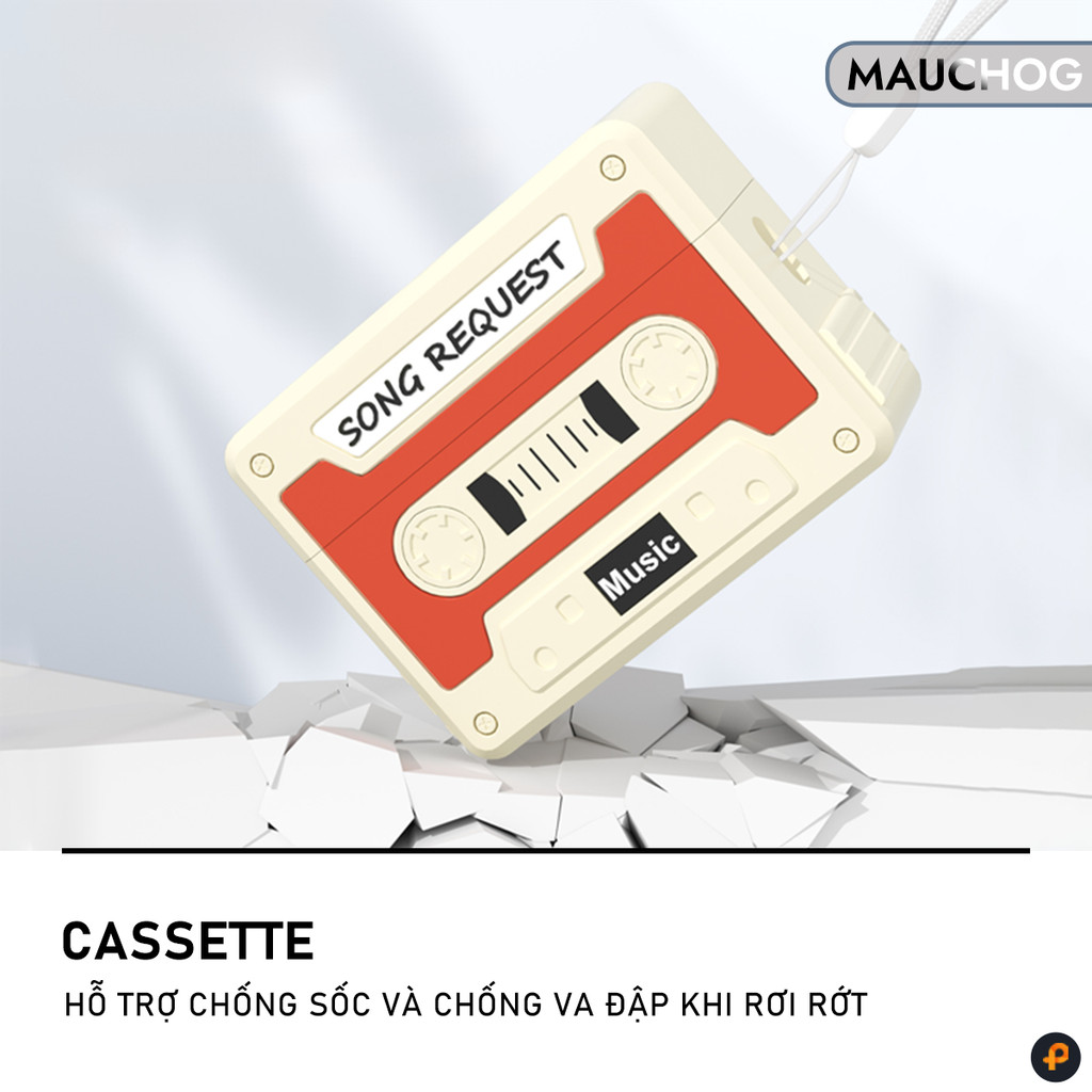 Ốp In Hình Máy Nghe Nhạc Phong Cách Retro Cổ Điển Cassette Kèm Dây Đeo Cho Airpods Pro 3 2 Airpods 4